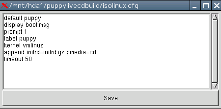 isolinux.cfg編集メッセージ